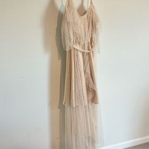 Joyfolie Cream Maxi Dress with Polka Dots